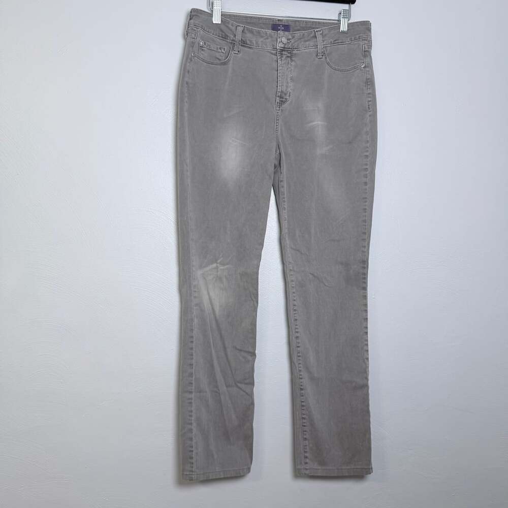 NYDJ Straight Jeans Size 10 Gray Mid Rise Denim